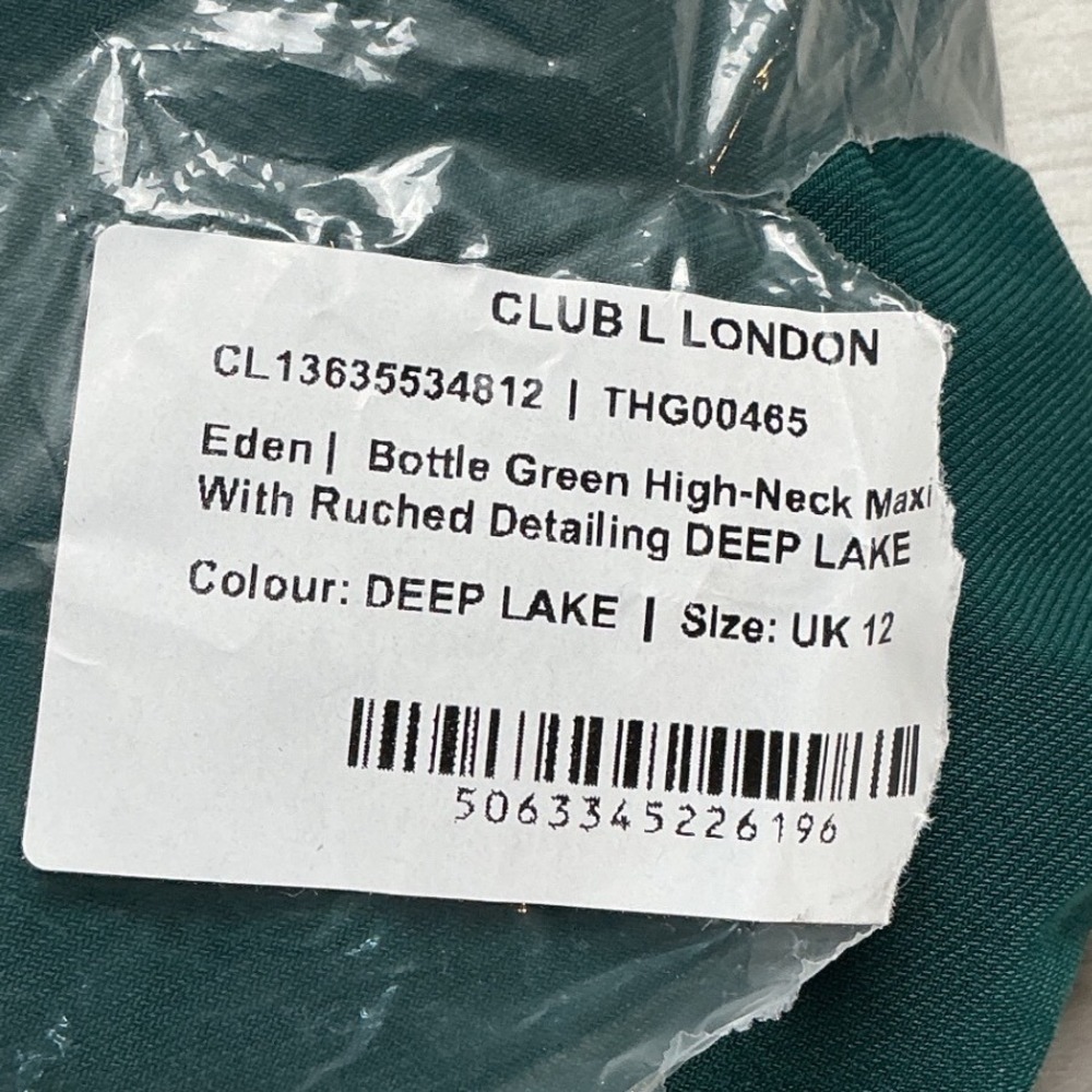 Club L London Eden Bottle-Neck Ruched Detailing Maxi Dress Deep Lake Size 8 NWT - Picture 6 of 8